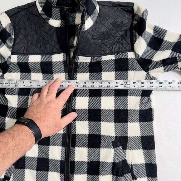 Fleece Full Zip Jacket Talbots Woman's L Zipper Pockets Quilted Elbow Patches - Picture 10 of 12